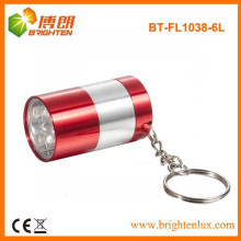 Factory Supply Small Pocket Size Aluminium 6 led mini led Flash Keychain